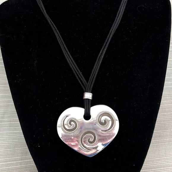 Retired Brighton Milano Reversible Heart and Cord necklace - Picture 1 of 4